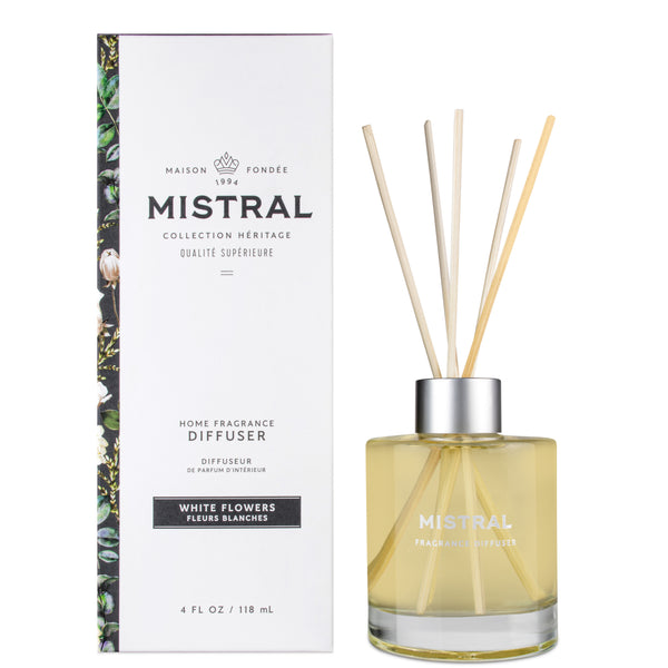 White Flowers Heritage Collection Diffuser - mistralsoap