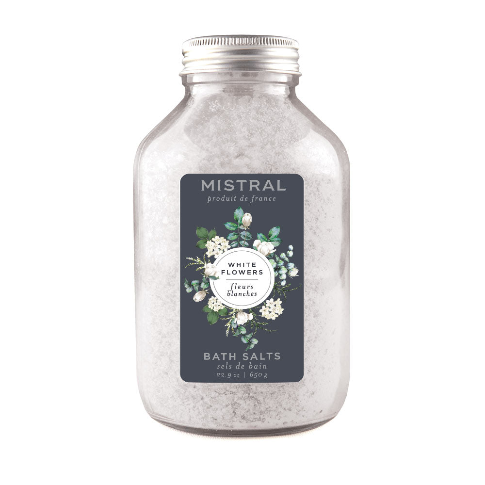 White Flowers Classic Bath Salt Bottle