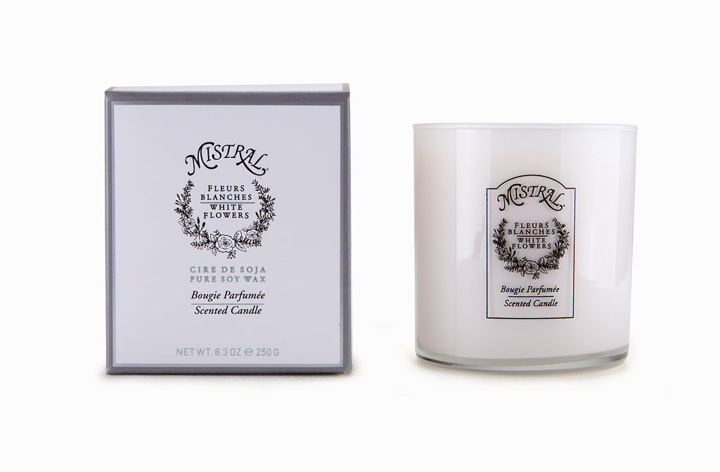 Signature Glass White Flowers Candle